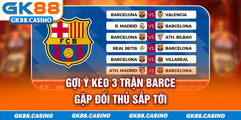Gợi ý kèo 3 trận Barce gặp đối thủ sắp tới